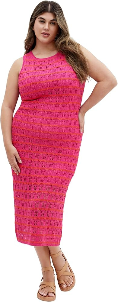 City Chic Women's Dress-Crochet Stripe | Amazon (US)