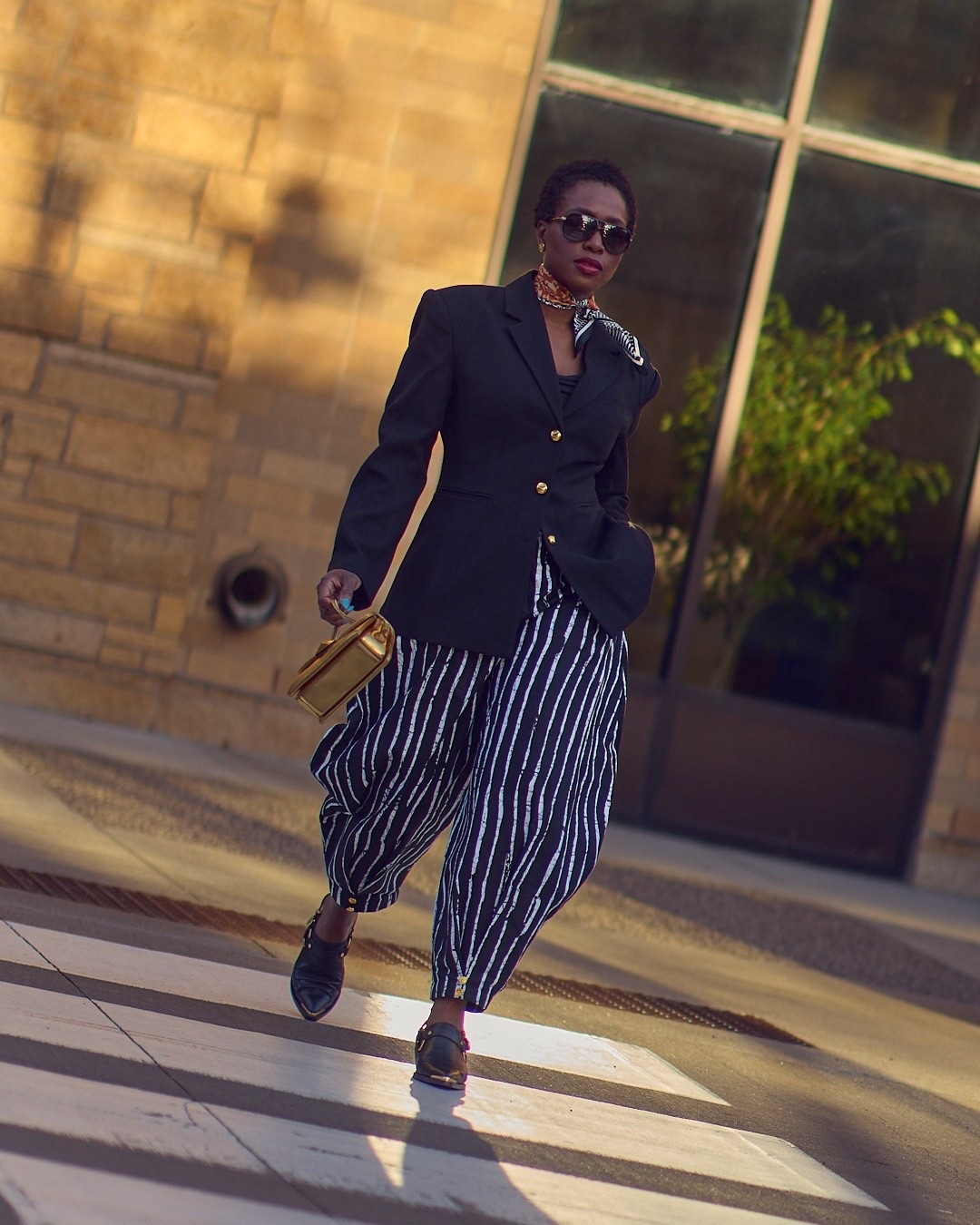 Always here for an easy statement💃🏾#OOTD #ShoeLove 
.
.
How to style printed pants, blazer style, Marc Nolan Frontier western slingback shoes, black and white outfit, Midwest style, OOTD, classic fashion, american style, Spring outfits, modest style, fashion over 40, smart casual, corporate looks, slow fashion, office outfits, workwear, Minneapolis Minnesota, MN influencer, content creator, american blogger

#LTKOver40 #LTKootd #LTKWorkwear