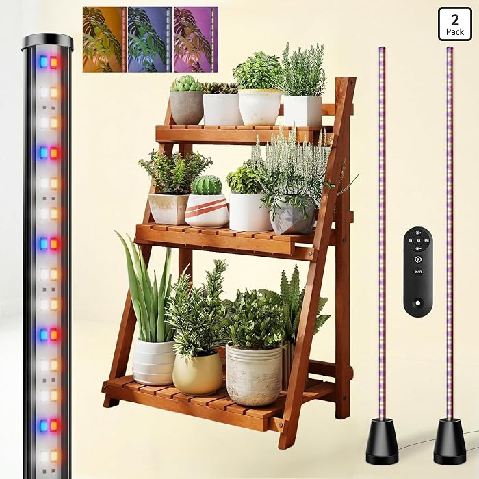 2 Packs Grow Lights for Indoor Plants with Timer, Full Spectrum Grow Lights with 384 LEDs, Vertic... | Amazon (US)