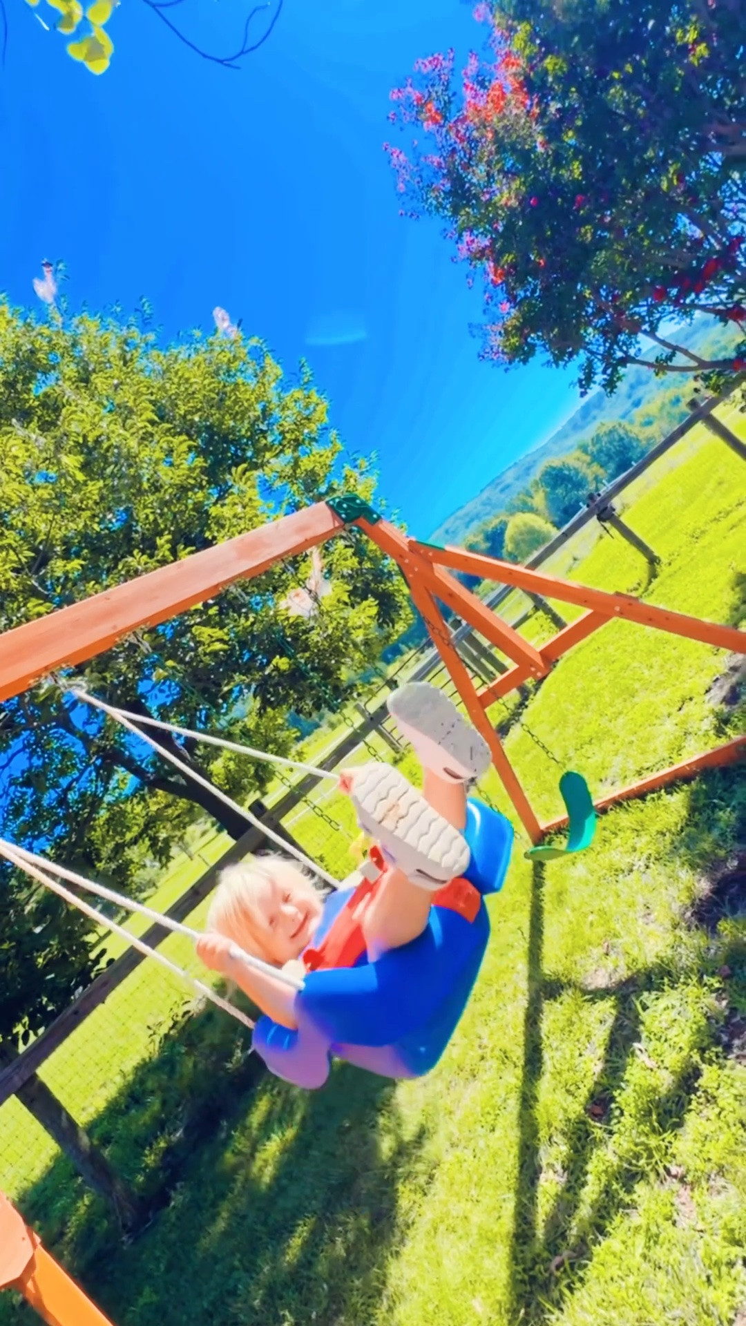 Never could have dreamed up a country backyard like this if I tried - collecting 🧺 eggs 🥚 from our girlies 🐓, swinging my baby 👶🏼 high to the sky ☁️ under the pretty trees 🌸, watering 💦 the farm 🚜 garden 🪴, seeing Judson “working” with his wheelbarrow 🪏 all over the grass 🌱, and watching all the good good things grow !!! 🫶🏽🌾