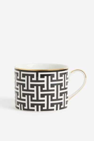 Porcelain Cup - Black/patterned - Home All | H&M US | H&M (US + CA)