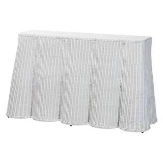 bali & pari Palm 54.3 in. White Rectangle Scalloped Wicker Rattan Console Table 252-14099-HD - Th... | The Home Depot