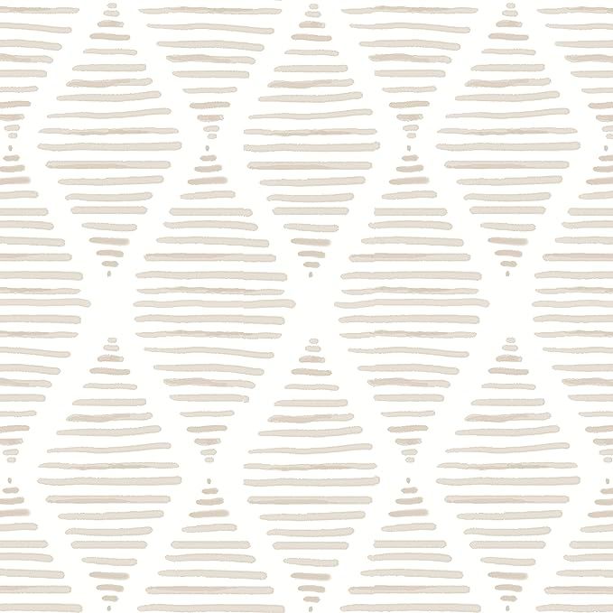 Modern Stripe Peel and Stick Wallpaper Beige and White Contact Paper 17.7” x 78.7” Geometric ... | Amazon (US)