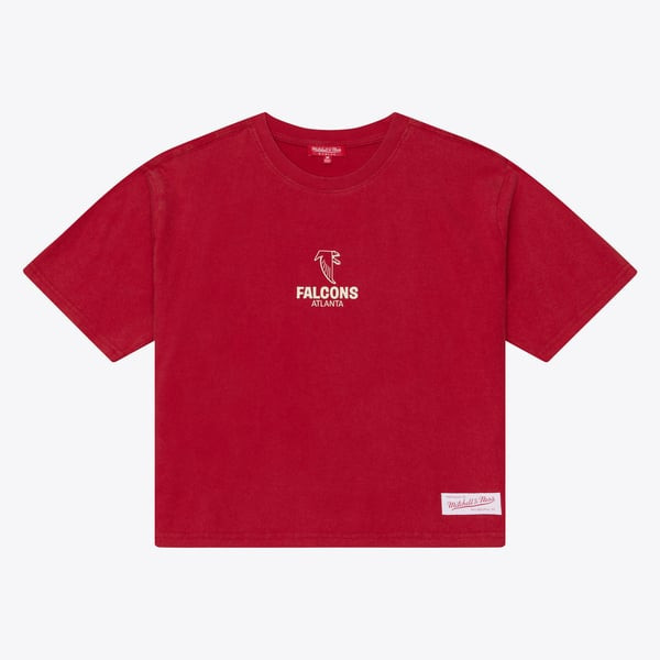 Atlanta Falcons Mitchell & Ness Women's Core Essentials Micro Logo Boxy Crop T-Shirt - Scarlet | Fanatics