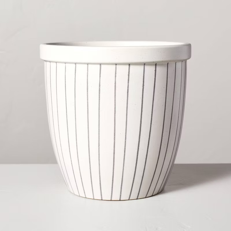 Striped Ceramic Outdoor Planter Pot Blue/Cream - Hearth & Hand™ with Magnolia | Target