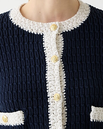 Cropped sweater lady jacket with contrast trim | J. Crew US