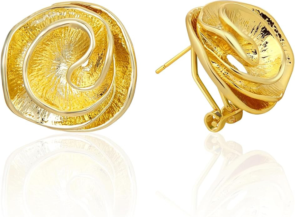 Mytys Two Tone Earrings for Women Gold and Silver Crossover Half Hoop Statement Earring Designer ... | Amazon (US)