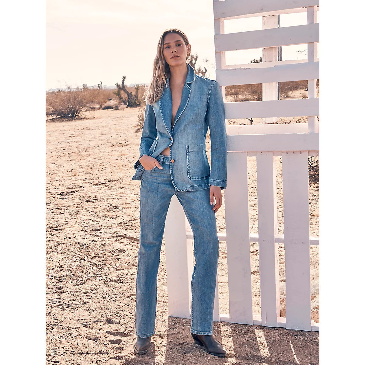 Women's Sunset Mid Rise Straight Jean in Baby Blue | Wrangler