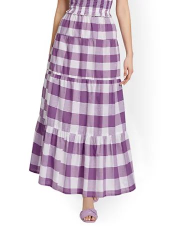 Gingham Tiered Maxi Skirt - New York & Company | New York & Company