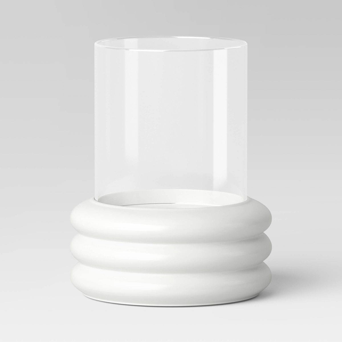 8.07"x6.89" Pillar Concrete/Glass Small Lantern Candle Holder White - Threshold™ | Target