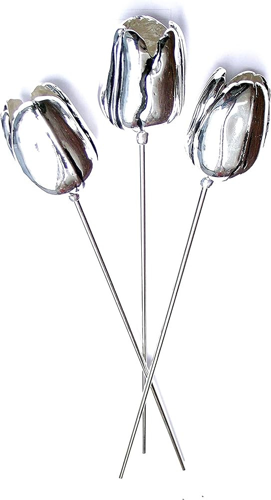 Set of 3 Metal Tulips Elegant Metal Tulip Trio - Handcrafted Metal Flowers for Home Decor, Garden... | Amazon (US)