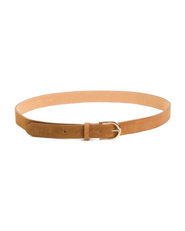 Suede Belt With Gold Tone Buckle, Gold/Suede | TJ Maxx