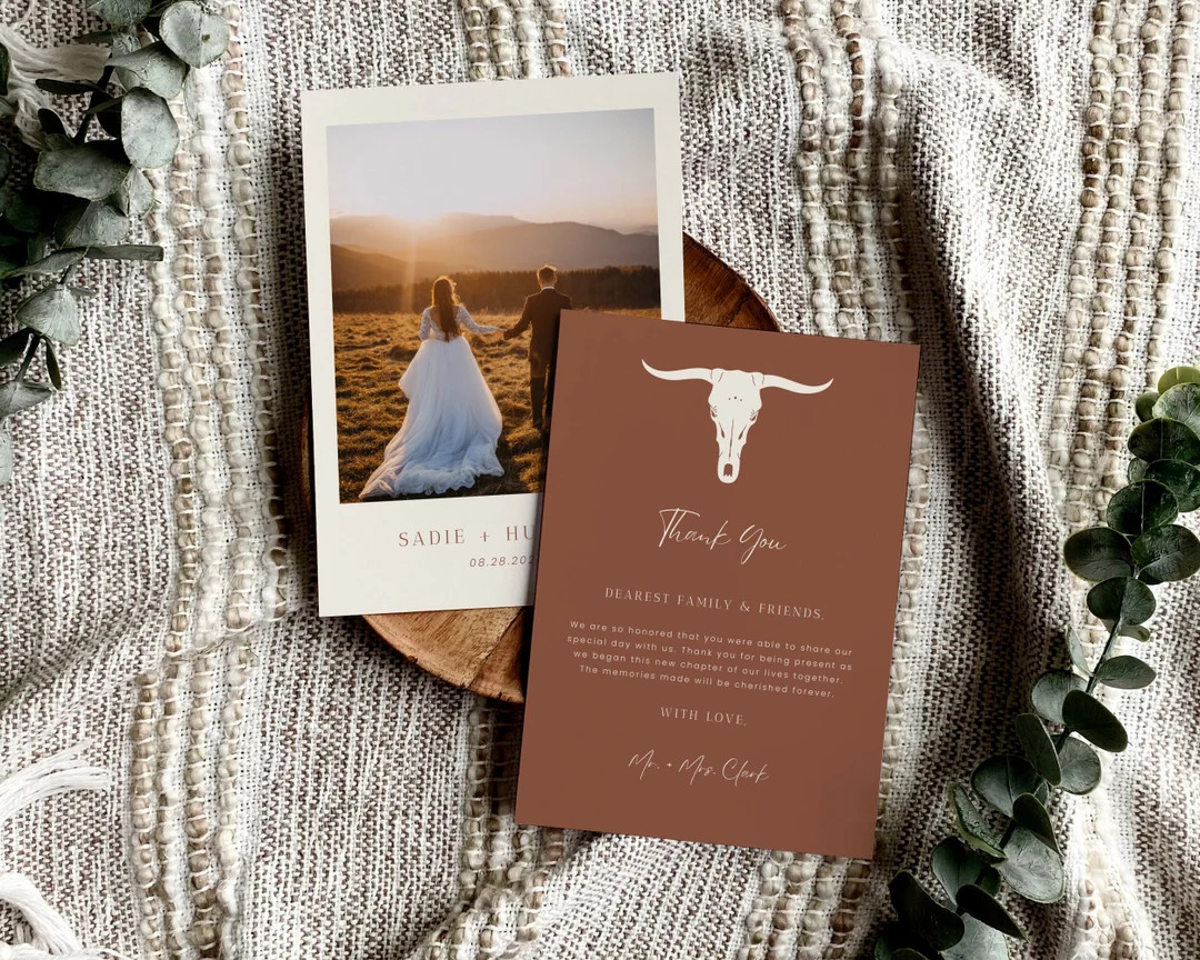 Western Terracotta Wedding Thank You Card Template Desert - Etsy | Etsy (US)