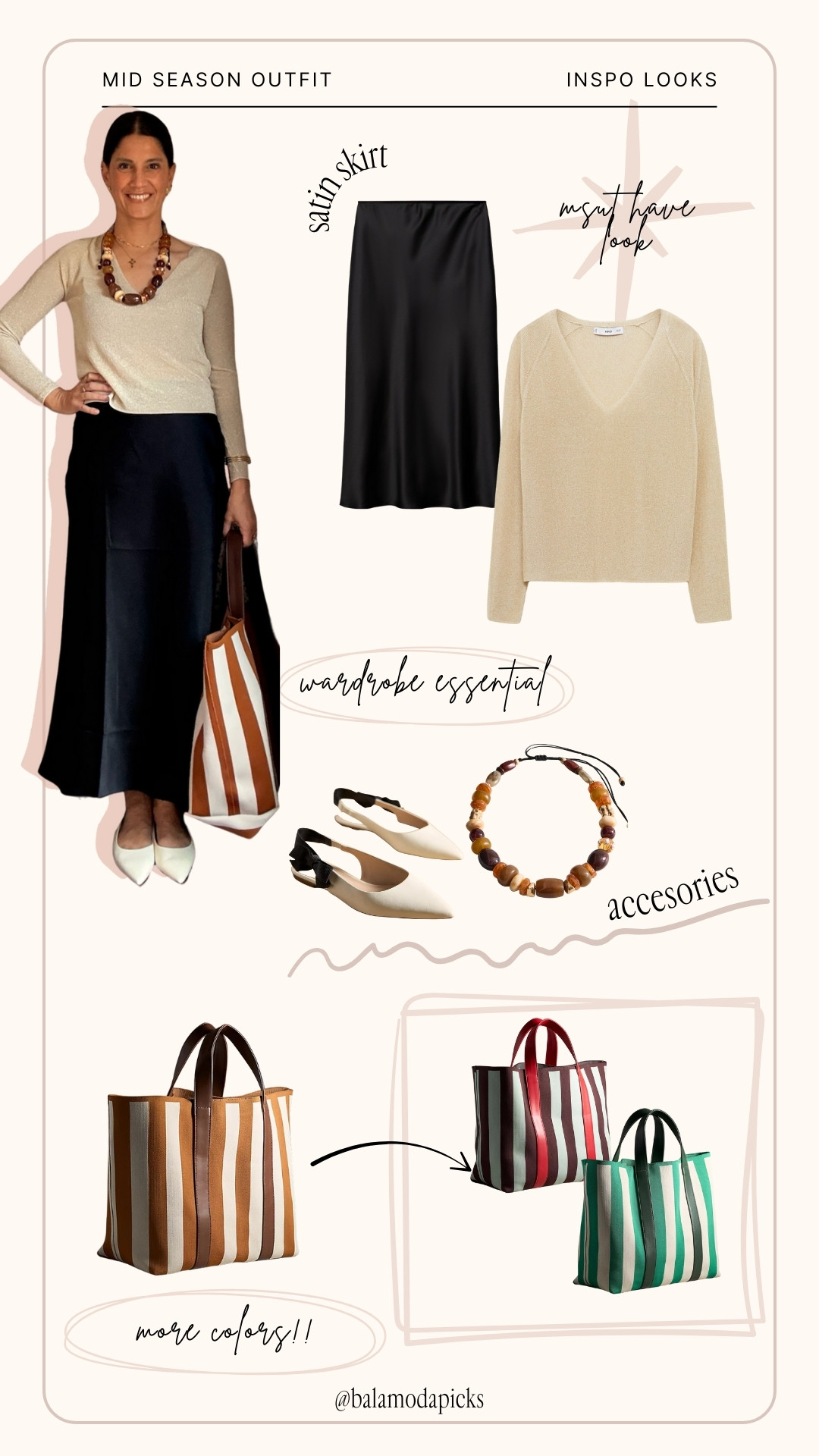 ✨ Chic & comfy look for the new season ✨
A lurex knit with a subtle sparkle paired with a striped tote bag and pointed low heels is the perfect combo for a transitional outfit.
The bold chunky stone necklace adds that statement touch that makes the look stand out.

This outfit works beautifully for office days, casual meetings or simply to elevate your everyday mom style while staying comfortable.

#falltransitionoutfit #workwearstyle #momstyle #effortlesschic 

 #LTKOver40 #LTKStyleTip #LTKWorkwear