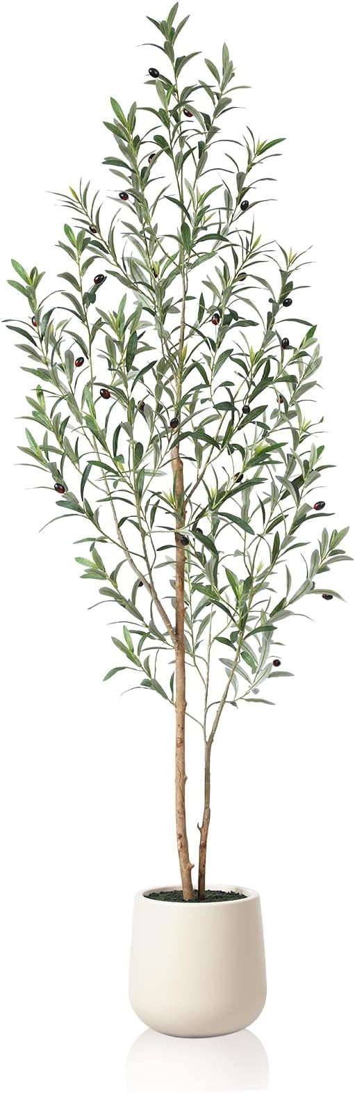 Olive Tree Artificial Indoor, 6ft (72in) Tall Fake Olive Trees with White Planter, Faux Silk Plan... | Amazon (US)