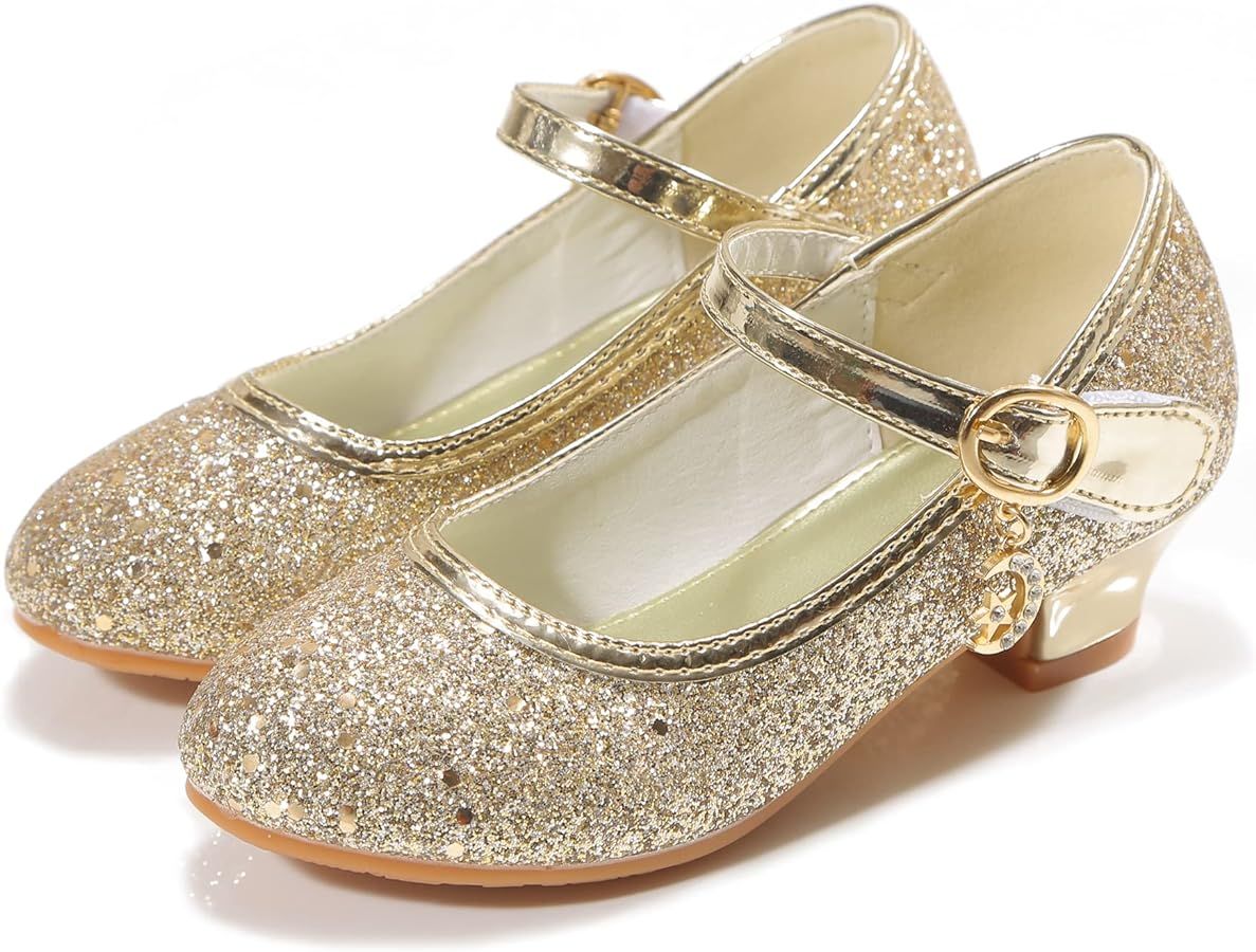 Girls Flats Sparkle Party Mary Jane Princess Dress Shoes | Amazon (US)