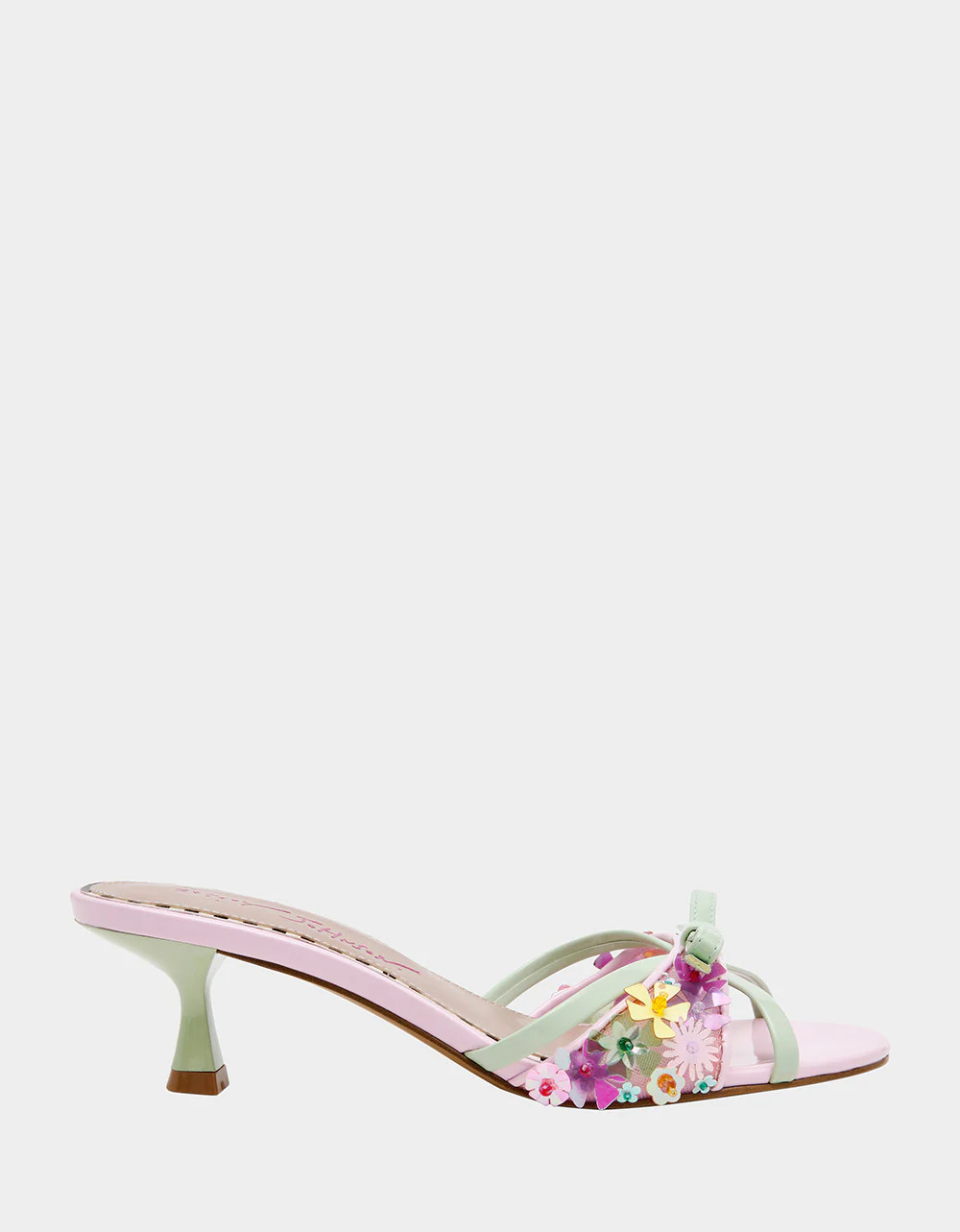 SHIRLEY Pink Multi Women's Kitten Heel Mule Heel | Betsey Johnson