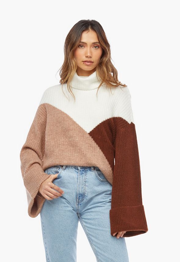 Colorblock Turtleneck Sweater | JustFab