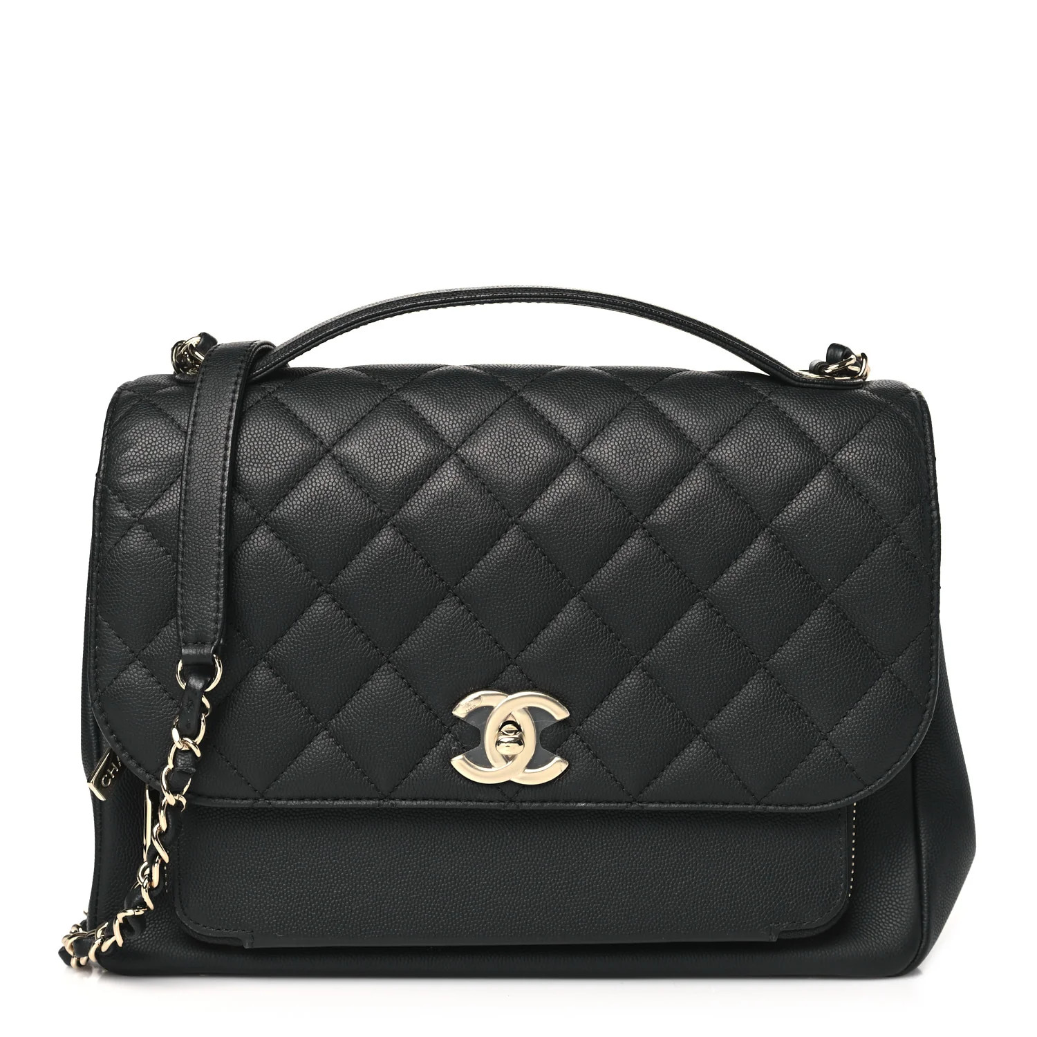 Caviar Quilted Large Business Affinity Flap Black | FASHIONPHILE (US)
