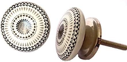 Artncraft 12 Knobs White & Grey Hand Painted Ceramic Knobs Cabinet Drawer Pull | Amazon (US)