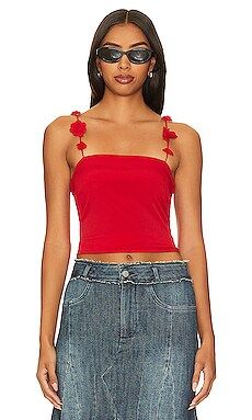 Musier Paris Nuovo Top With Flower Straps in Red from Revolve.com | Revolve Clothing (Global)
