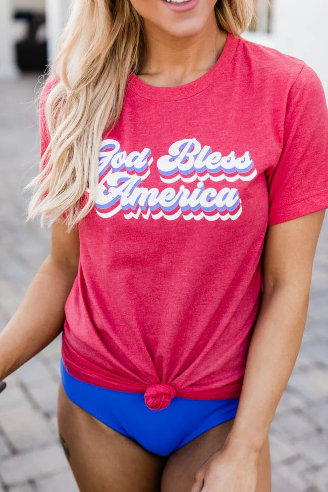 God Bless America Graphic Vintage Red Tee | Pink Lily