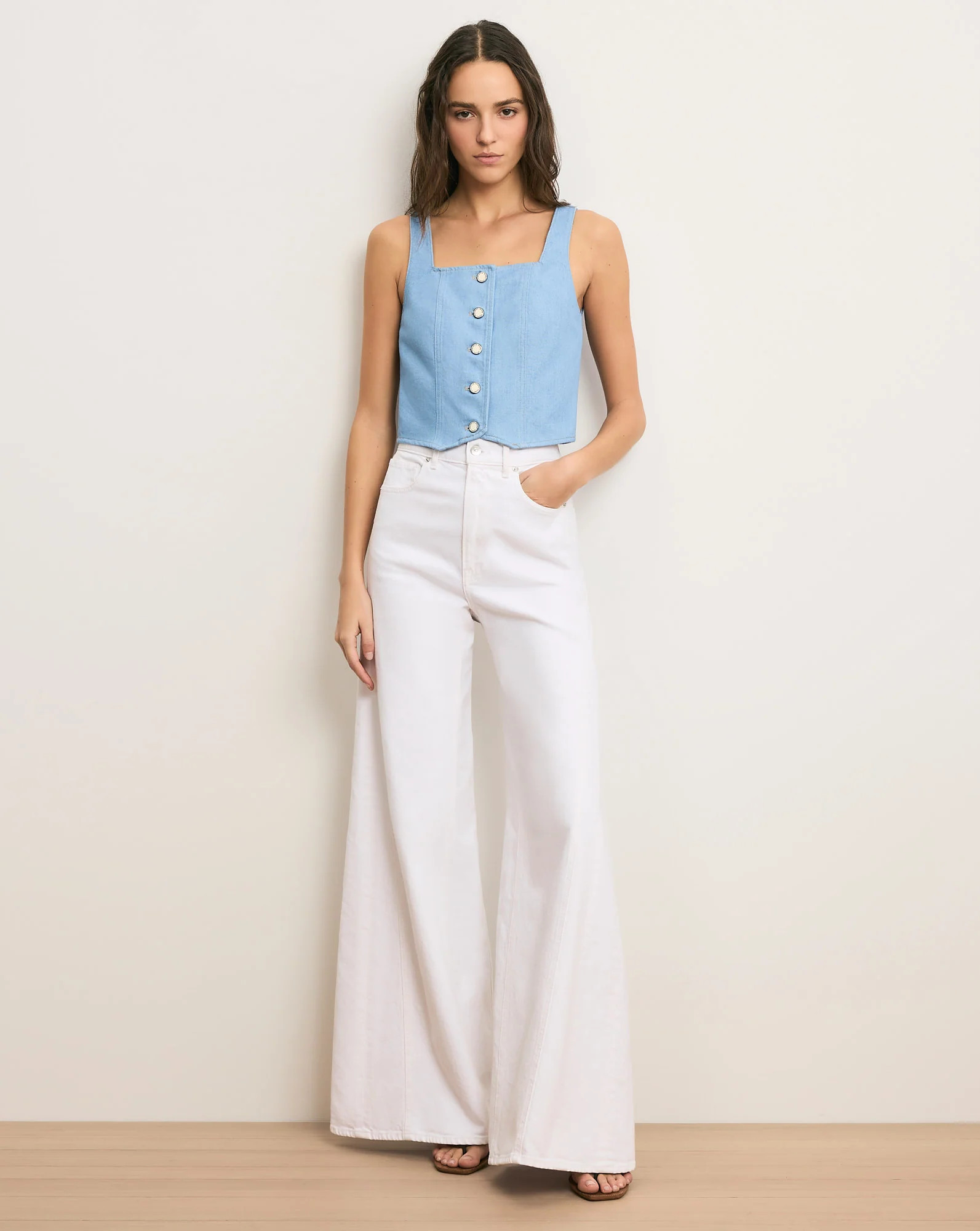 Spensley Denim Vest in Light Wash Bayside | Veronica Beard | Veronica Beard