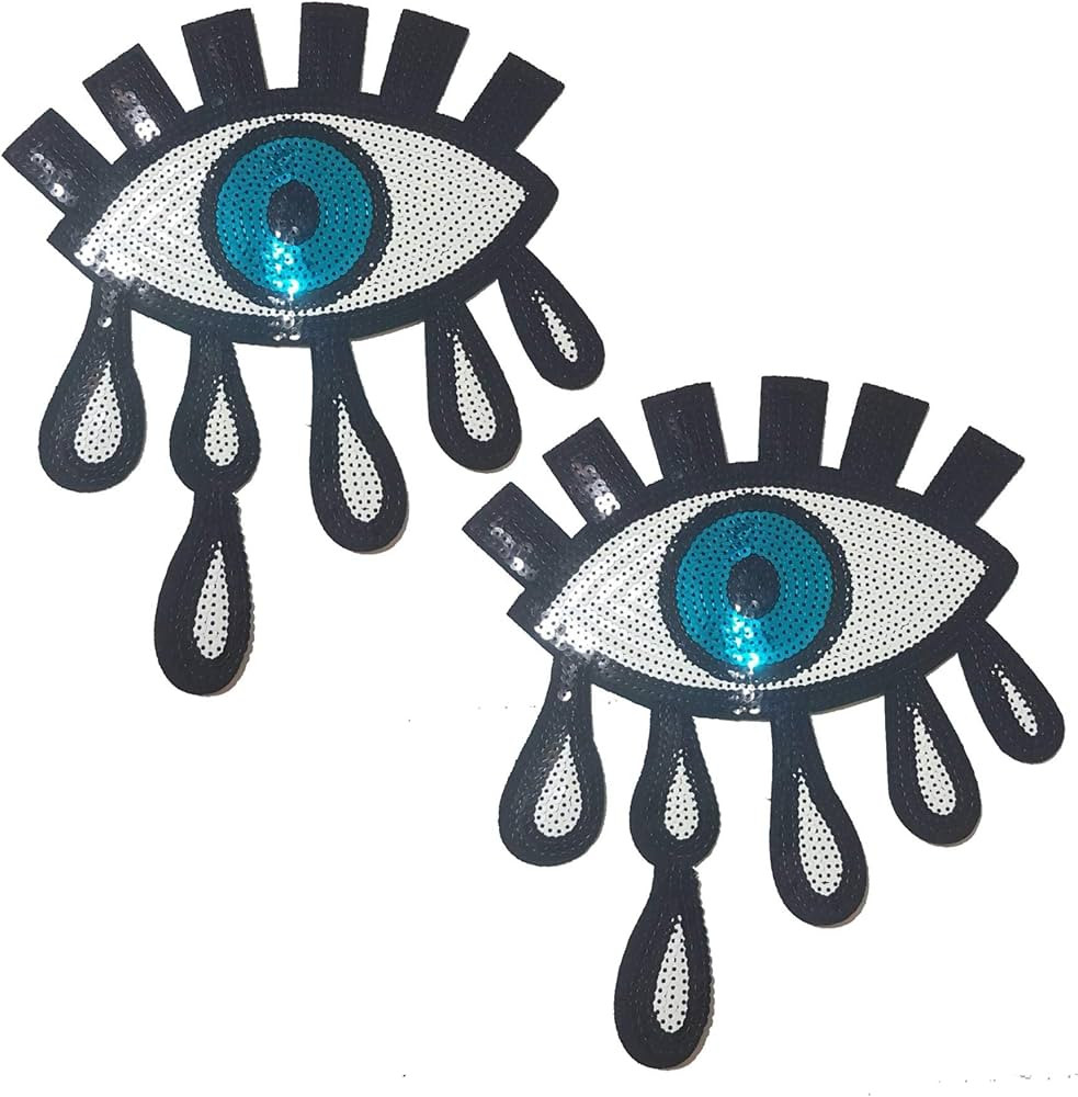 Special100% 2 PCS Large Blue Eyes Patches,Iron On Patches Or Sew on for Clothing Glitter Sequin E... | Amazon (US)