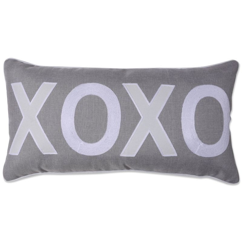 13"x25" Oversize Indoor 'XOXO' Valentines Lumbar Throw Pillow Cover Gray - Pillow Perfect | Target