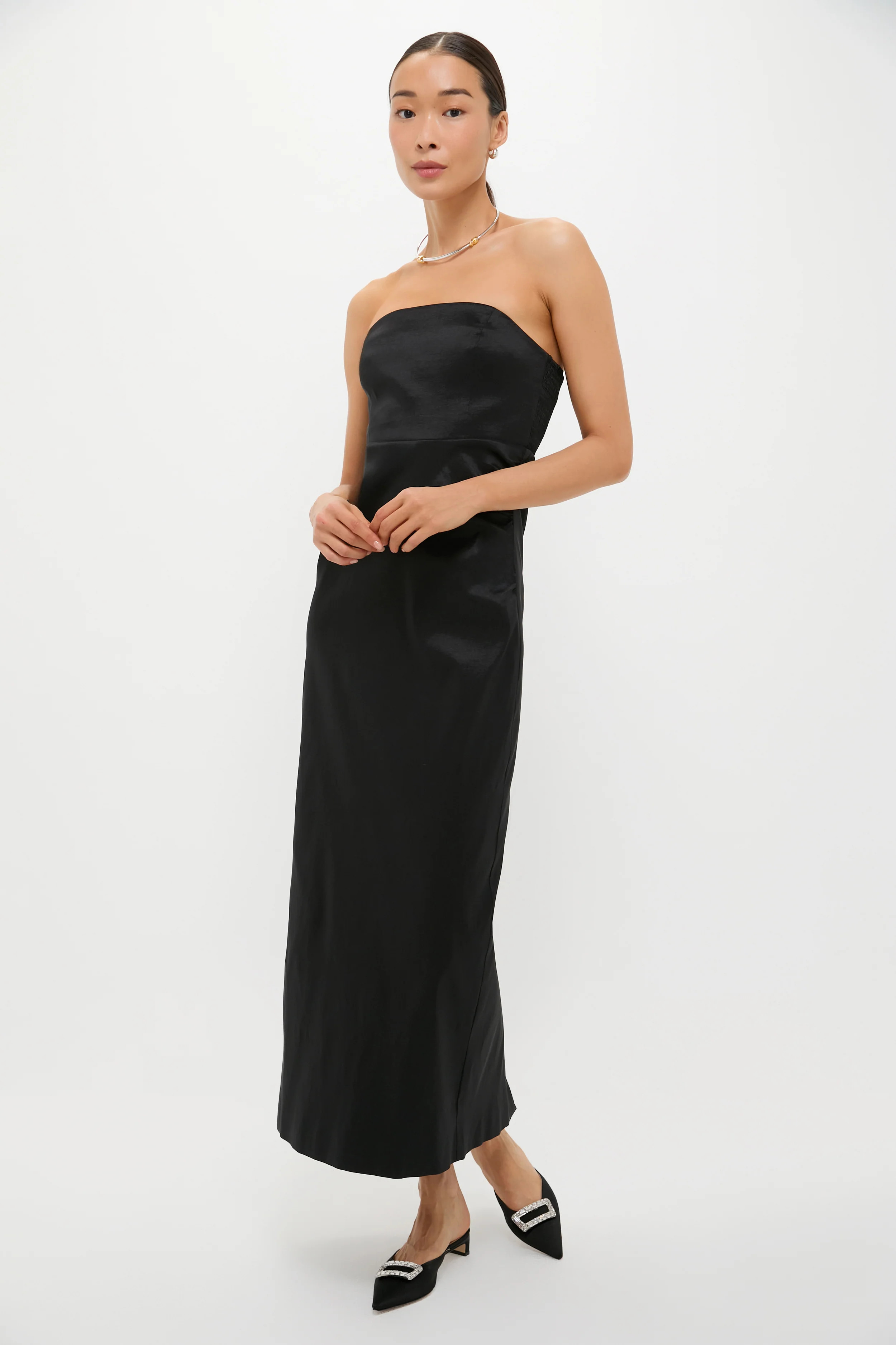Black Taffeta Simmons Column Dress | Tuckernuck (US)