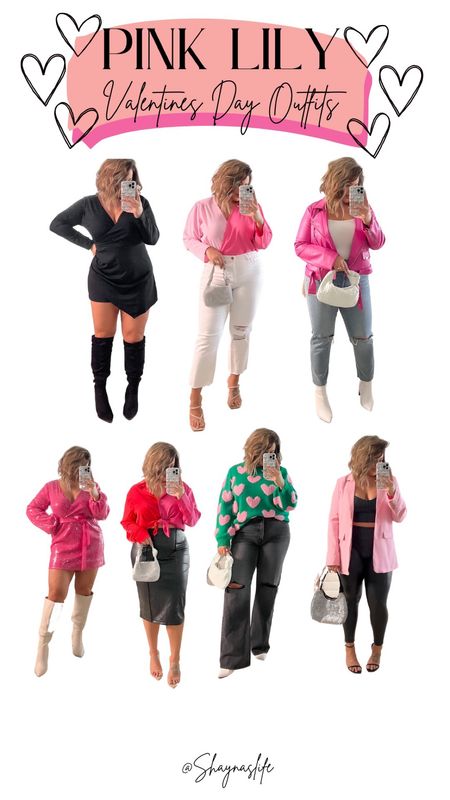 Black romper 2x I could have done xl tho 
Pink bodysuit XL
Pink Moto Jacket XL 
Pink dress XL 
Red and pink top XL 
Heart sweater XL 
Pink blazer XL 
Black wide leg jeans 15

Non pink lily items 
White jeans are old.
Blue jeans size 14 
Faux leather leggings xl 
Faux leather top L 
Faux leather skirt L 
White boots are old don’t have a link 


Use code SHAYNA20 on pink lily to save $. 


#LTKcurves #LTKFind #LTKunder50