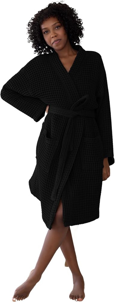 Womens Kimono Waffle Robe - Lightweight 100% Turkish Cotton Housecoat for All-Day Lounging - Bath... | Amazon (US)