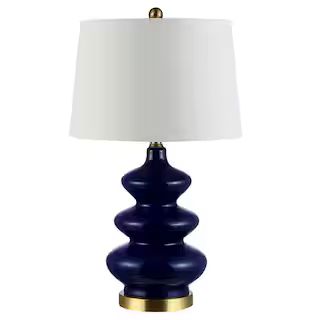SAFAVIEH Brielle 27.5 in. Navy Table Lamp with White Shade TBL4282B - The Home Depot | The Home Depot