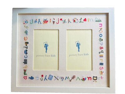 Pottery Barn Kids Embroidered Alphabet ABCs Picture Frame Holds Two 4 X 6 Photos  | eBay | eBay US