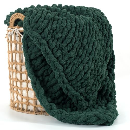 Carriediosa Chunky Knit Throw Blanket 60" X 80" Twin, 100% Hand Made Large Chenille Loop Yarn Sof... | Amazon (US)