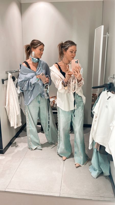 Oversized mensshirt and these amazing wide leg fringes denim wearing the biggest size of these boyfriend shirts and size 38 of the jeans 💙💙 enjoy wearing this cute streetwise look xx 
.
H&M, streetstyle, spring, shirt, spring outfits

#LTKstyletip #LTKSeasonal #LTKfindsunder50