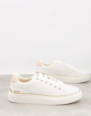 London Rebel lace up metal trim trainers in white | ASOS (Global)