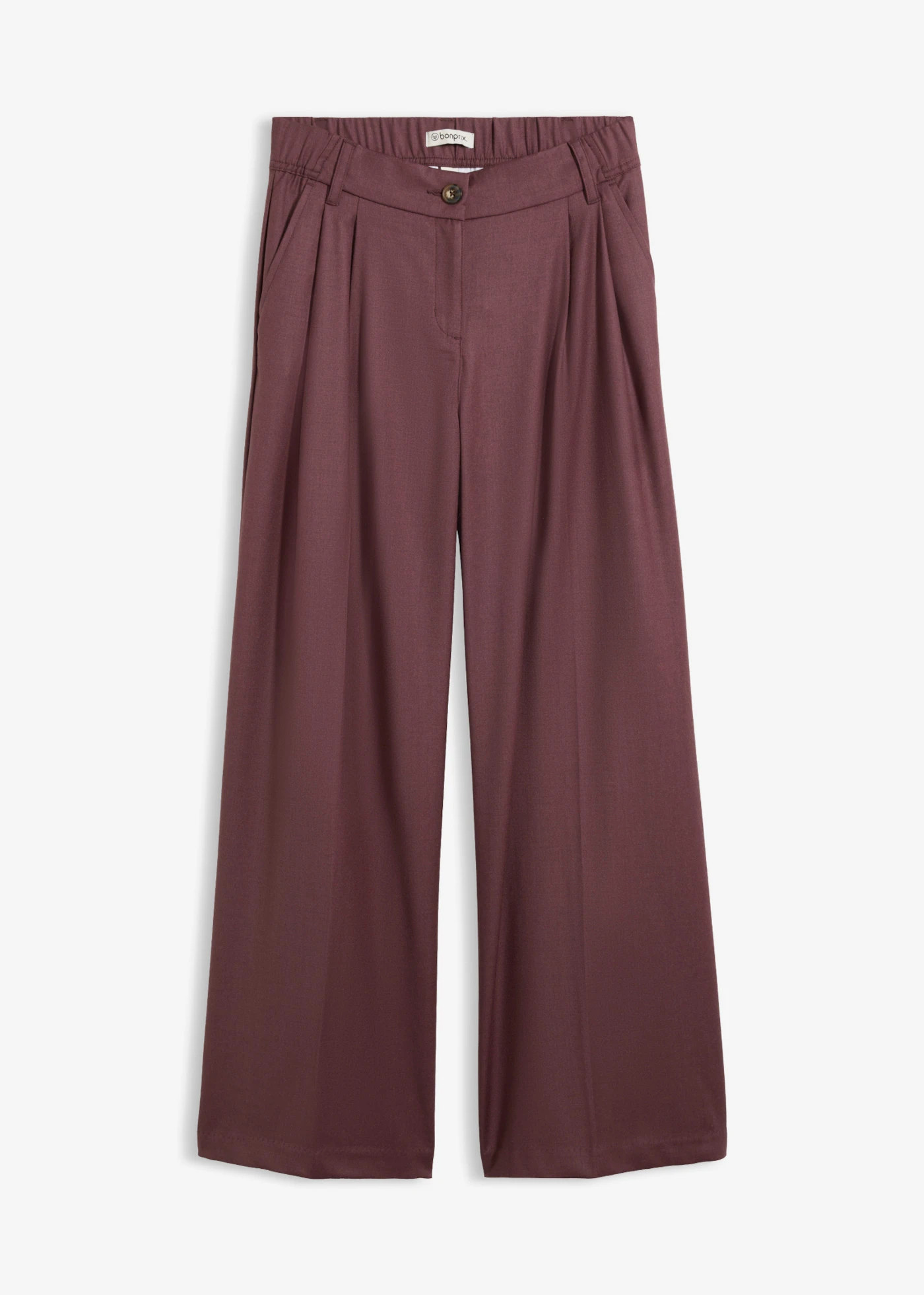 Casual broek met plooien van een zachte wolmix cacaobruin | Bonprix NL