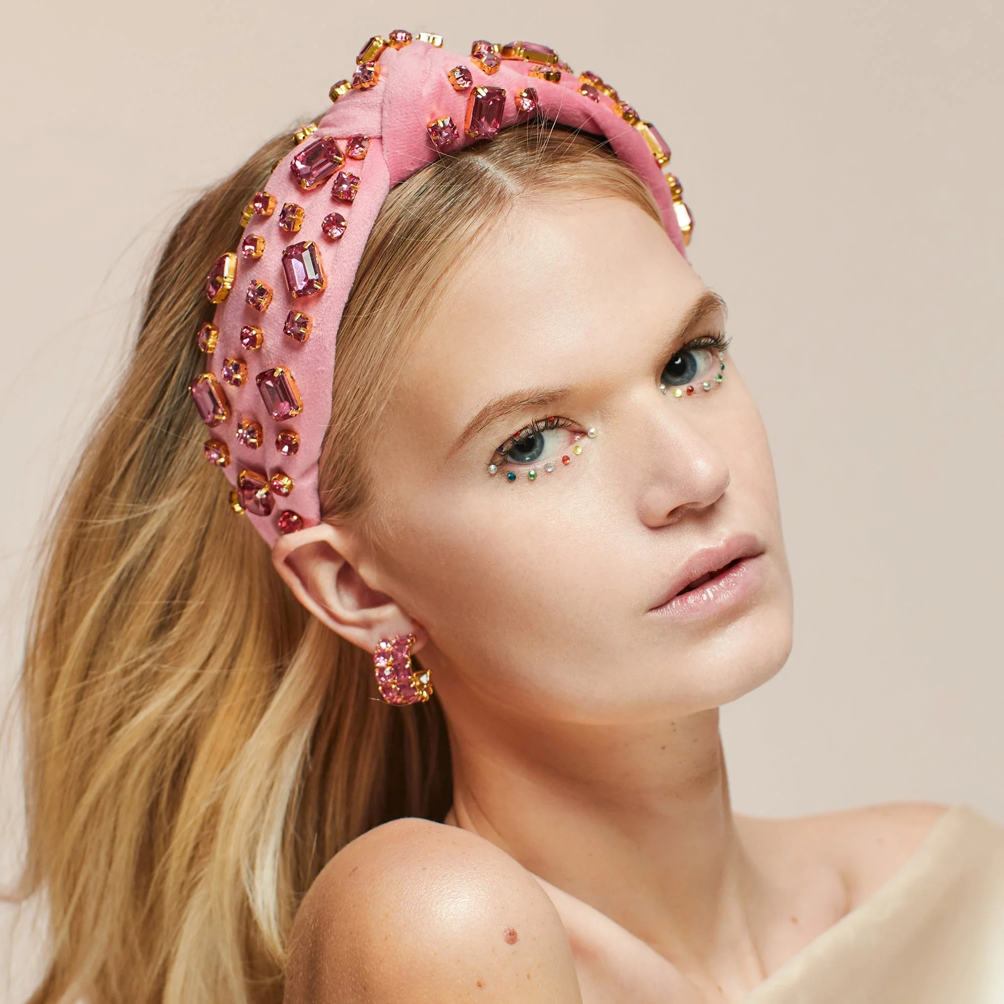 OCTOBER TOURMALINE RECTANGLE CRYSTAL VELVET KNOTTED HEADBAND | LELE SADOUGHI