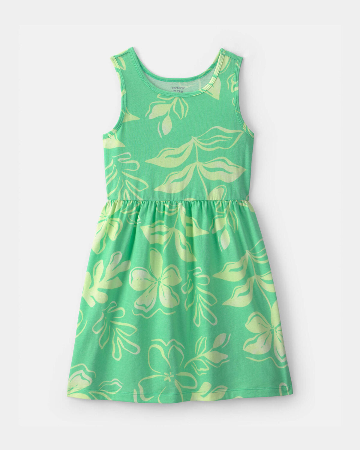 Girls Tropical Floral Short-Sleeve Knit Dress - Green | Carter's | Carter's Inc