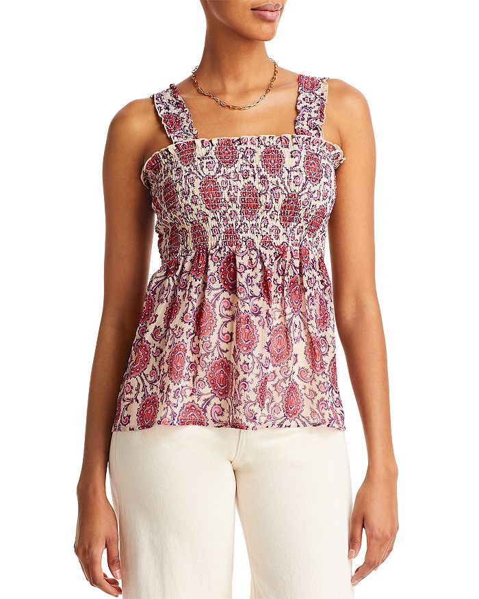 AQUA Printed Smocked Babydoll Top - 100% Exclusive   Women - Bloomingdale's | Bloomingdale's (US)