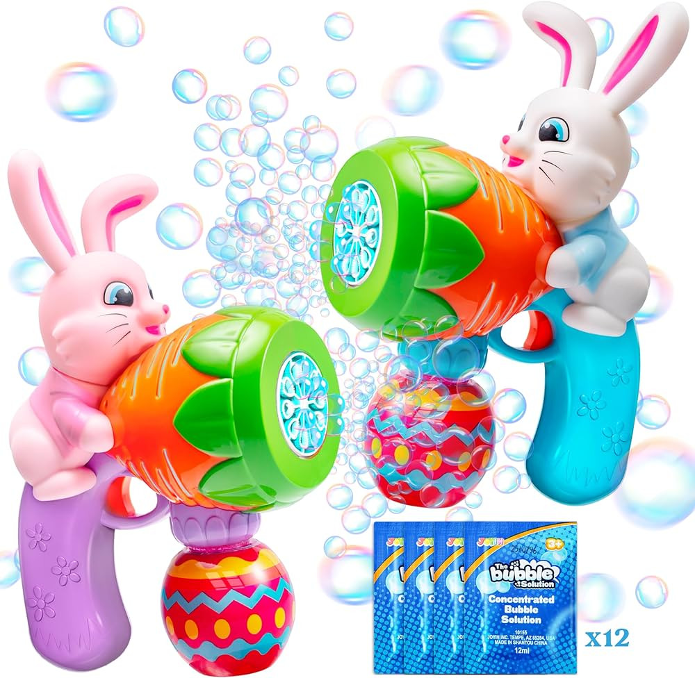 Sloosh 2 Packs Easter Bunny Bubble Gun for Toddlers 3+, Light Up Bunny Bubble Blower with 12 Refi... | Amazon (US)