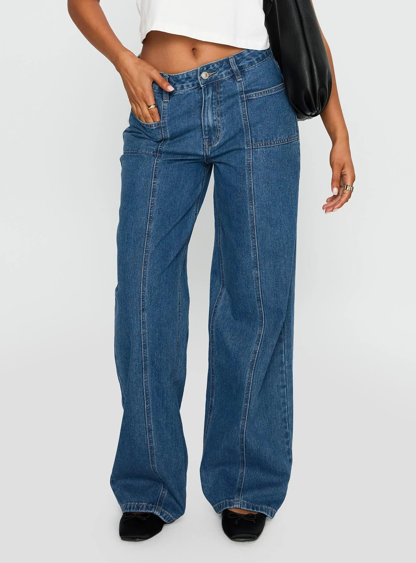Taji Wide Leg Jeans Dark Blue | Princess Polly AU