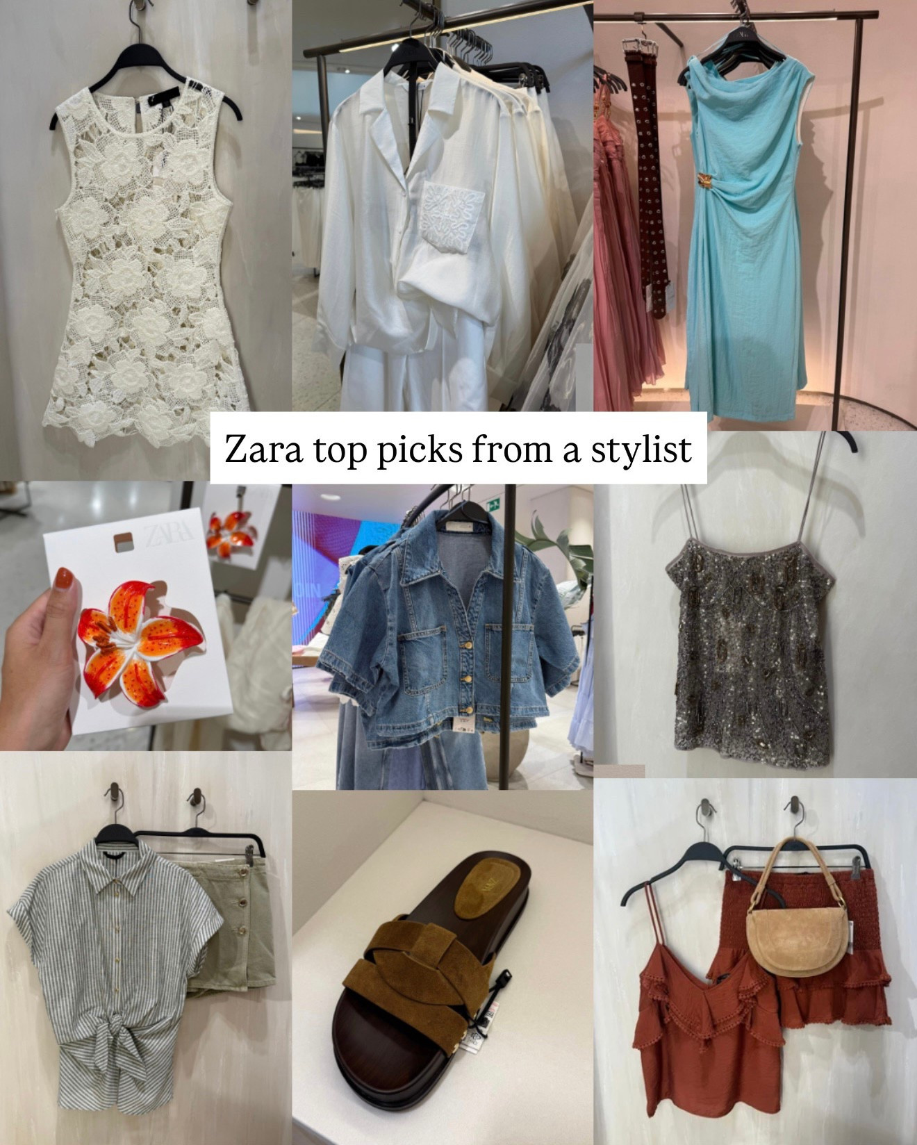 Zara top picks from a stylist❤️‍🔥
Tags: crochet floral flower beach club cut work dress sheer loewe shirt dupe oversized turquoise dress chic clip claw hair denim cropped shirt sequin top silver gold knot shirt stripe khaki green skort suede sandals rustic set fashion summer inspo outfit ideas women’s style holiday vacation capsule wardrobe 

#LTKsummer #LTKstyletip