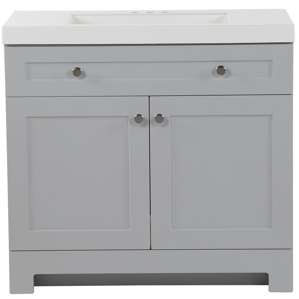 Everdean 36.5 in. W x 19 in. D x 34 in. H Vanity in Pearl Gray with Cultured Marble Vanity Top in... | The Home Depot