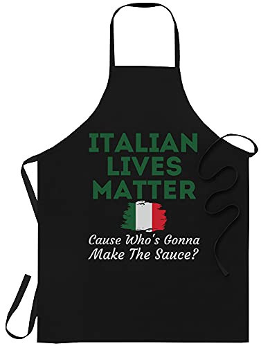 Food Black Apron - Funny Italian Lives Matter Cook Novelty Italy Flag T-Shirt Black Cooking Aprons | Amazon (US)