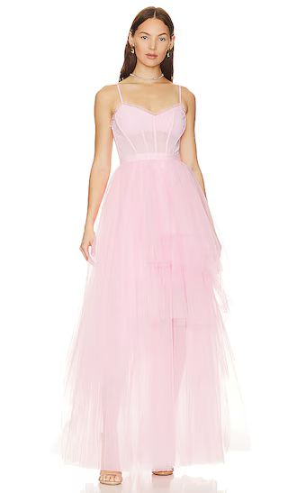 BCBGMAXAZRIA Corset Tulle Gown in Pink Tint | Revolve Clothing (Global)