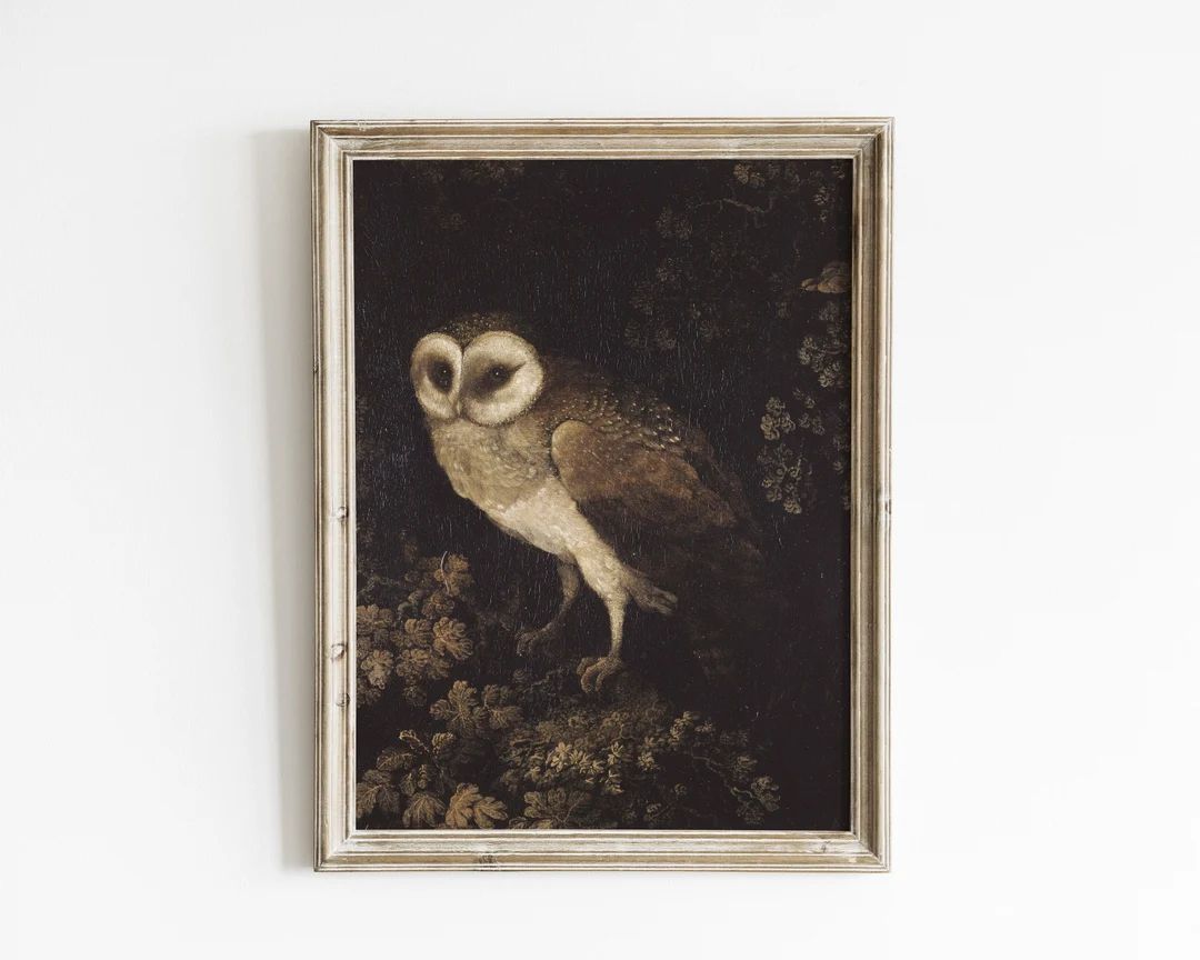 Owl Art Print Neutral Antique Wall Art Vintage Wall Art - Etsy | Etsy (US)