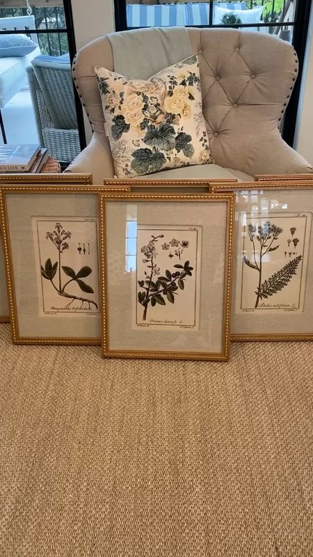 Botanical Art Prints! 
#homedecor #grandmillennial #art #botanical #botanicalart #livingroom #bedroom #lamps #rug #sisalrug #traditionaldecor #grandmillennialdecor #homefinds #wayfair 