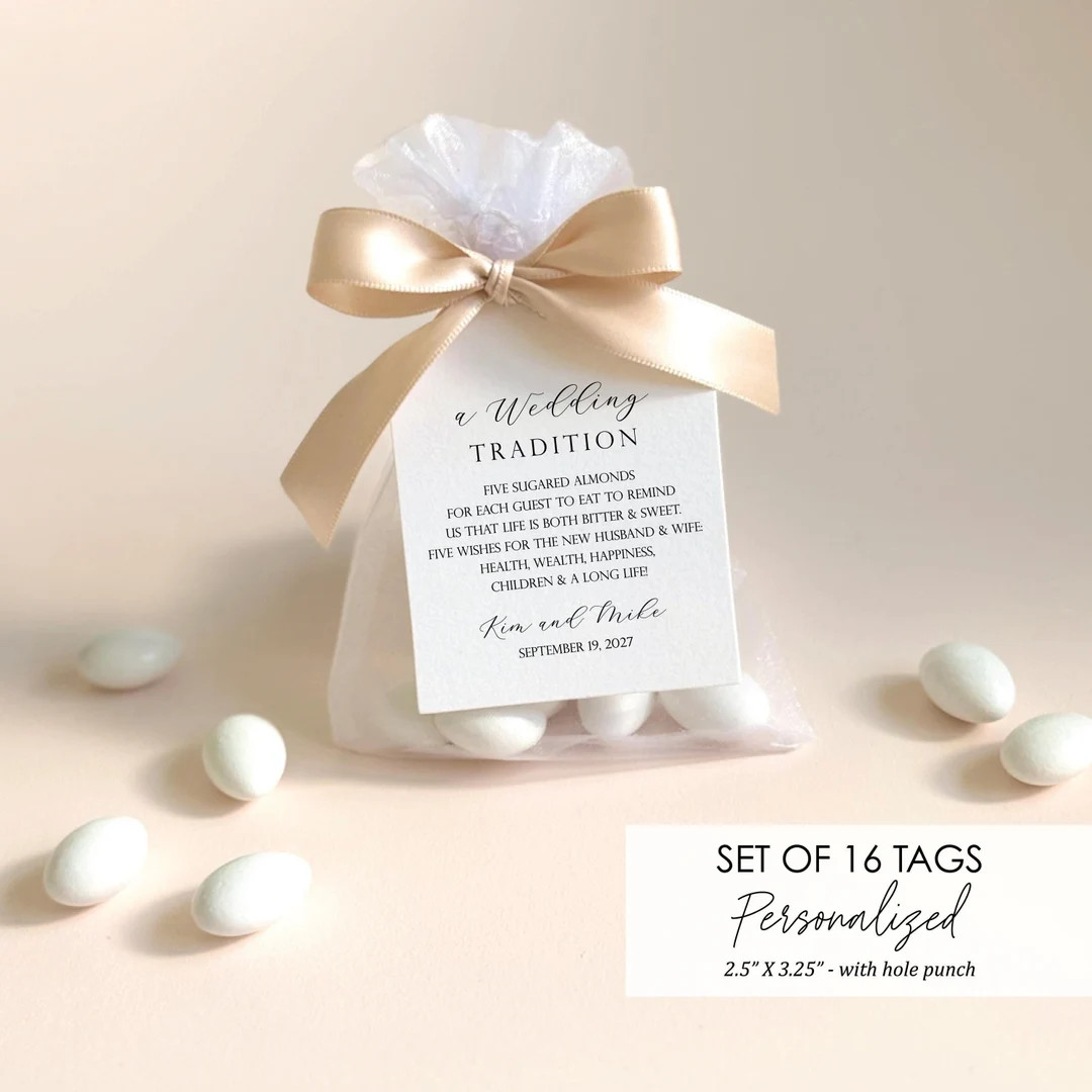 Printed Jordan Almond Wedding Favor Tag Custom Italian Tradition Gift Tag Personalized Wedding Th... | Etsy (US)
